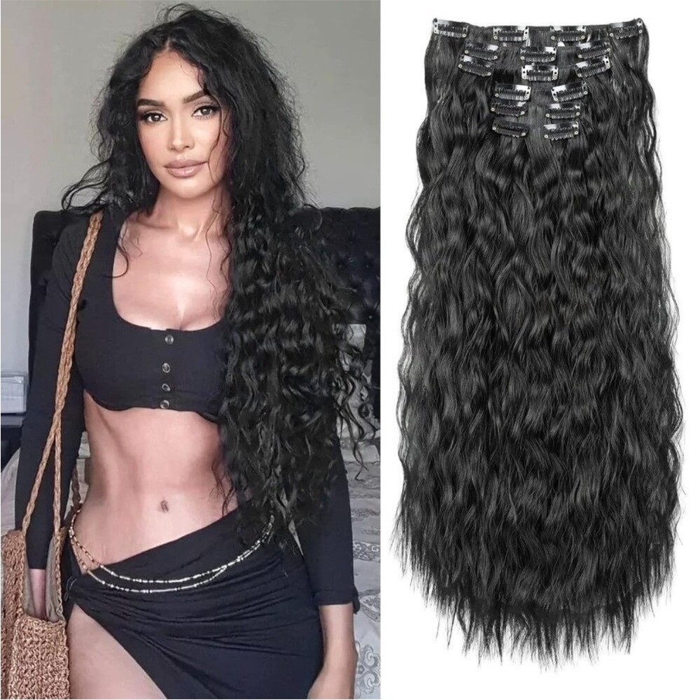 Clip In Hair Extensions,6PCS Hair Extensions Long Mermaid Waves Wavy NEW